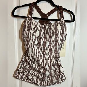 Profile by Gottex Brown and White Patterned Women's Swim Top - Size 38D - NWT